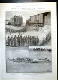 Antique Old Print War Rhodesia Armoured Train Bulawayo Maj Baden Powell 1900