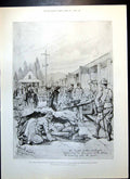 Antique Print Battle Elandslaagte Entraining Wounded Station Maj Robin 1899
