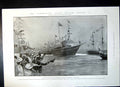 Original Old Antique Print Coronation Naval Review Visit Shah Dover London 1902