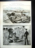 Antique Old Print Naval Manoeuvres Duchess Buckingham Lord Egerton Wed 1894