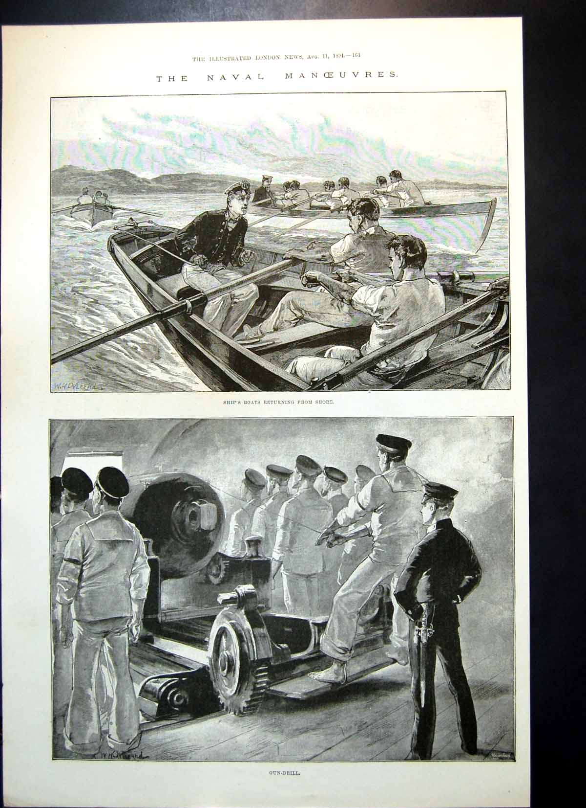 Antique Old Print Naval Manoeuvres Duchess Buckingham Lord Egerton Wed 1894