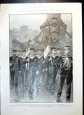 Antique Print Crew Hms Terrible Nelson Column Edinburgh Review S Smith 1902