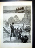 Antique Print Holiday Crew Ashore Camel Corps Wadi Halfeh Upper Egypt 1895 19th