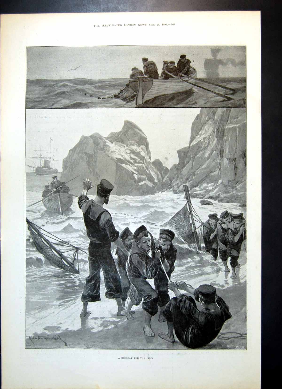Antique Print Holiday Crew Ashore Camel Corps Wadi Halfeh Upper Egypt 1895 19th
