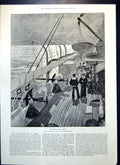 Antique Print Deck Hms Howe Laureates Davenant Dryden Shadwell Eusden 1892 19th