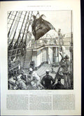 Old Print Capture Devil Fish British Consuls House Zanzibar Bananas 1889 19th