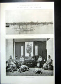 Old Antique Print Bund Shanghai Chinese Court Justice Chums Boy Girl 1894 19th