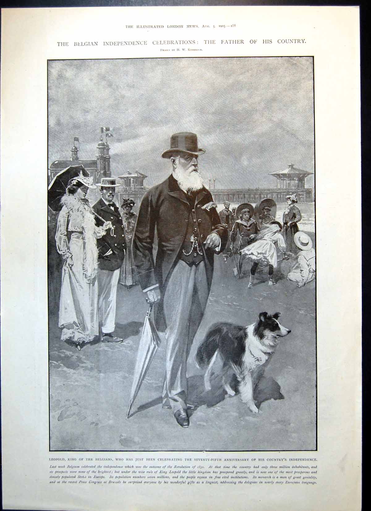 Antique Old Print LeopKing Belgians Celebrate Independence Duel Coliseum1905