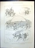 Antique Old Print Volunteer Manoeuvres Defence Eastbourne Bishop Norwich 1893