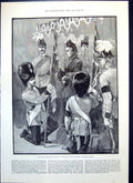 Antique Old Print Queen Colours Irish Fusiliers Windsor New Baths Bath 1889