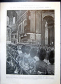Original Old Antique Print Kings Thanksgiving Recovery St Pauls Cathedral 1902