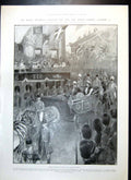 Old Antique Print Royals Passing Mansion House London General Botha 1902 20th