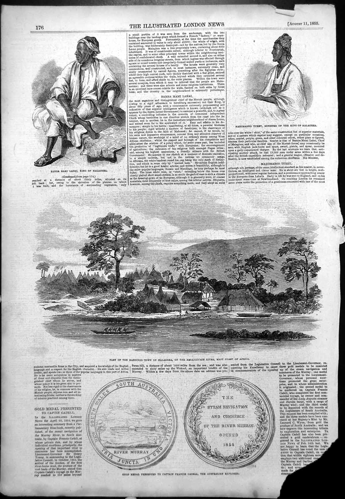 Antique Print Malaghea Mellicourie River Africa Bamba Miami Lahai King 1855