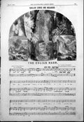 Original Old Antique Print Musical Notes Eolian Harp Farewell Manchester 1856