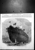 Antique Old Print Launch Hm Frigate Valiant Iron Clad 34 Guns Millwall 1863