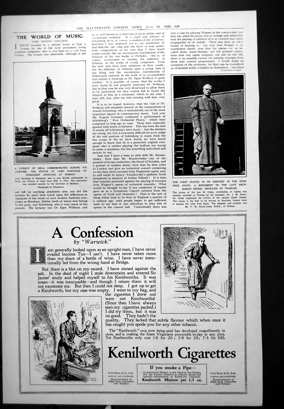 Antique Old Print Statue Lord Hardinge Bombay Statue Archbishop Croke 1922 20th