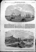 Original Old Antique Print Views Crimea Harbour Eupatoria Banks River Alma 1854
