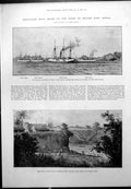 Old Print British Squadron Attack Gunjora Duke York Yacht White Rose1895 19th