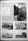 Old Antique Print Floods Spain Map Alcira Malaga Sir James Fergusson 1891 19th