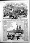 Antique Old Print Frost Streets River Thames Frozen Skating Hyde Park 1855 19th