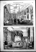 Antique Old Print Reception Room Windsor Castle Bedroom Buckingham Palace1855