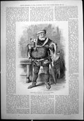 Antique Old Print Mark Lemon Falstaff Going Pantomine Open Sesame Lyceum 1892
