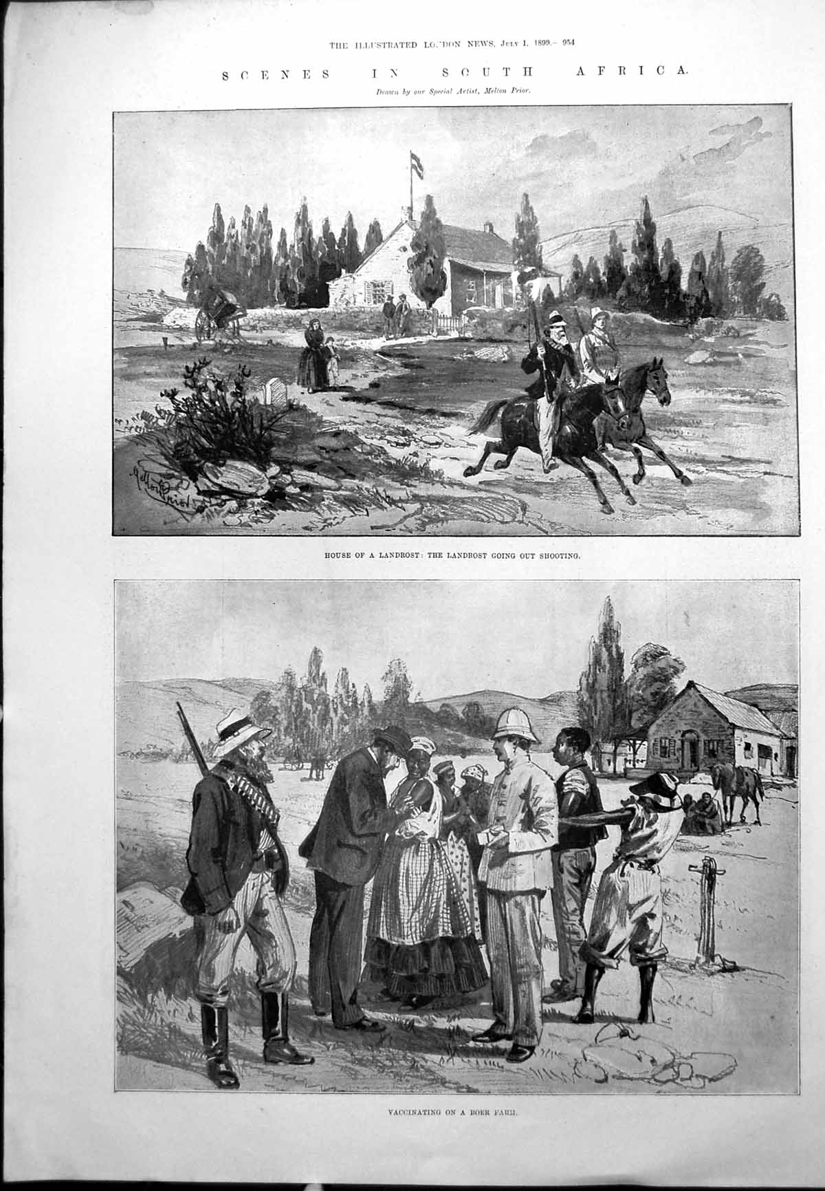 Old Print South Africa Landrost Shooting Boer Farm Miss Waytes Body 1899 19th