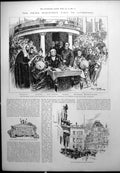 Antique Old Print Prime Minister Visit Liverpool Gladstones Birthplace 1892