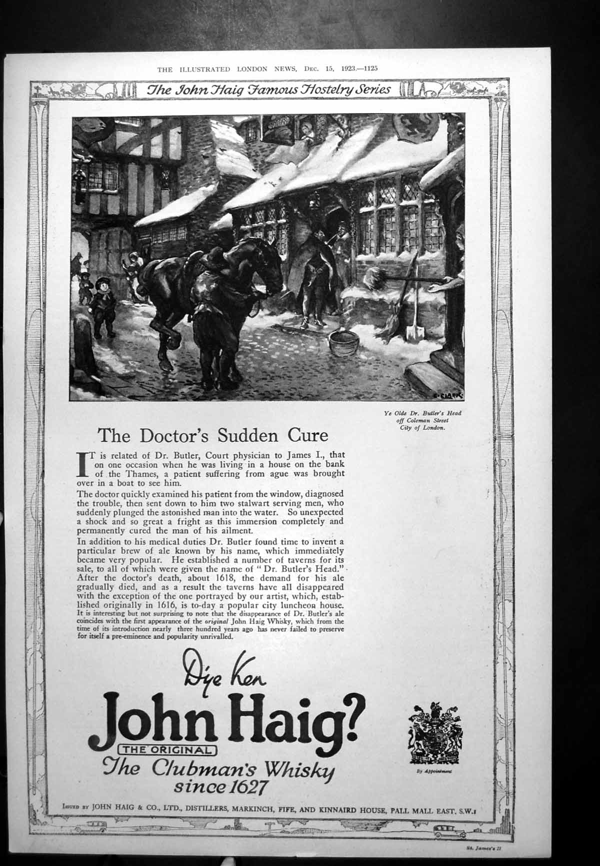 Old Print John Haig Whisky Gillette Safety Razor Leather Gift Boots 1923 20th