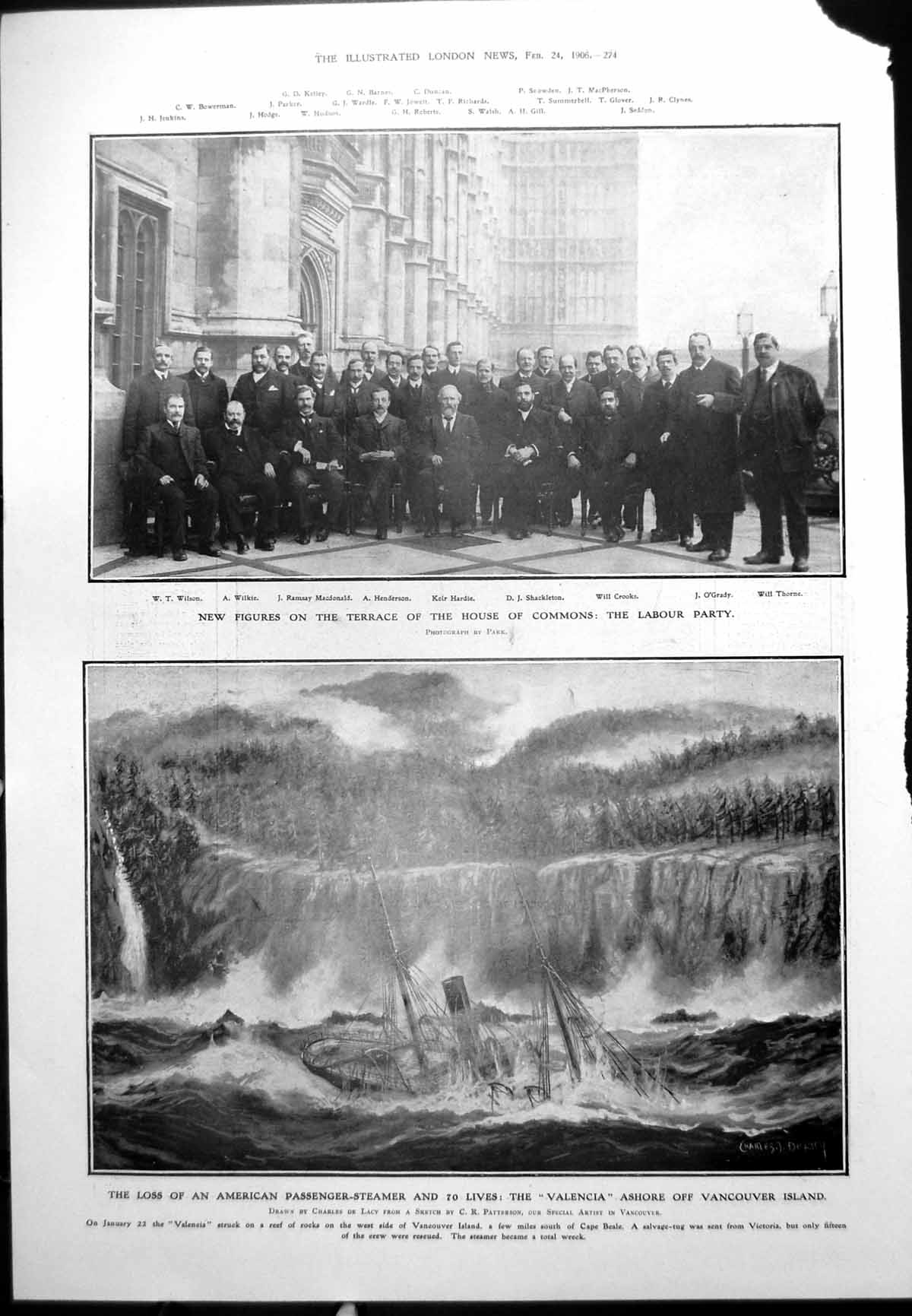 Antique Old Print Loss Valencia House Commons Labour Sacred City Benares 1906