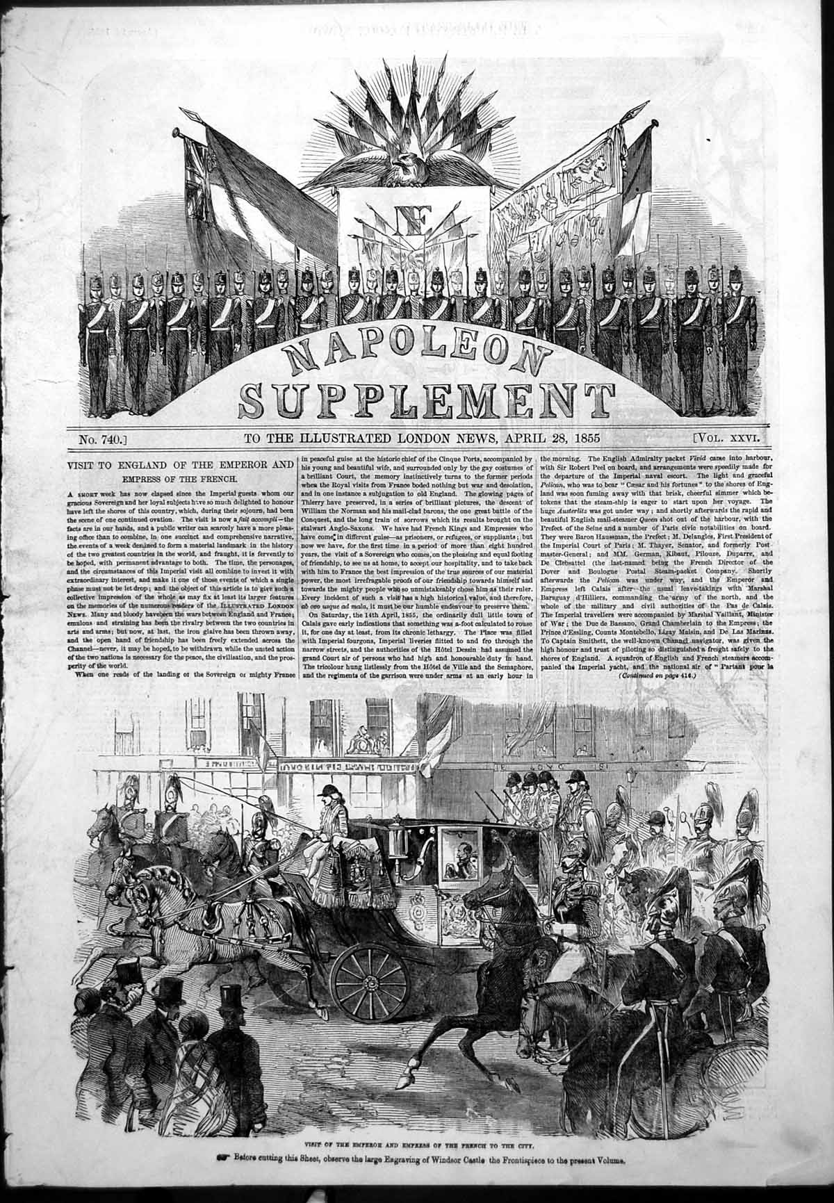 Antique Print Visit England Emperor French Minie Rifle Rolling Barrels 1855