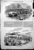 Antique Old Print Opening South Wales Railway Char-A-Banc Queen Portugal 1850
