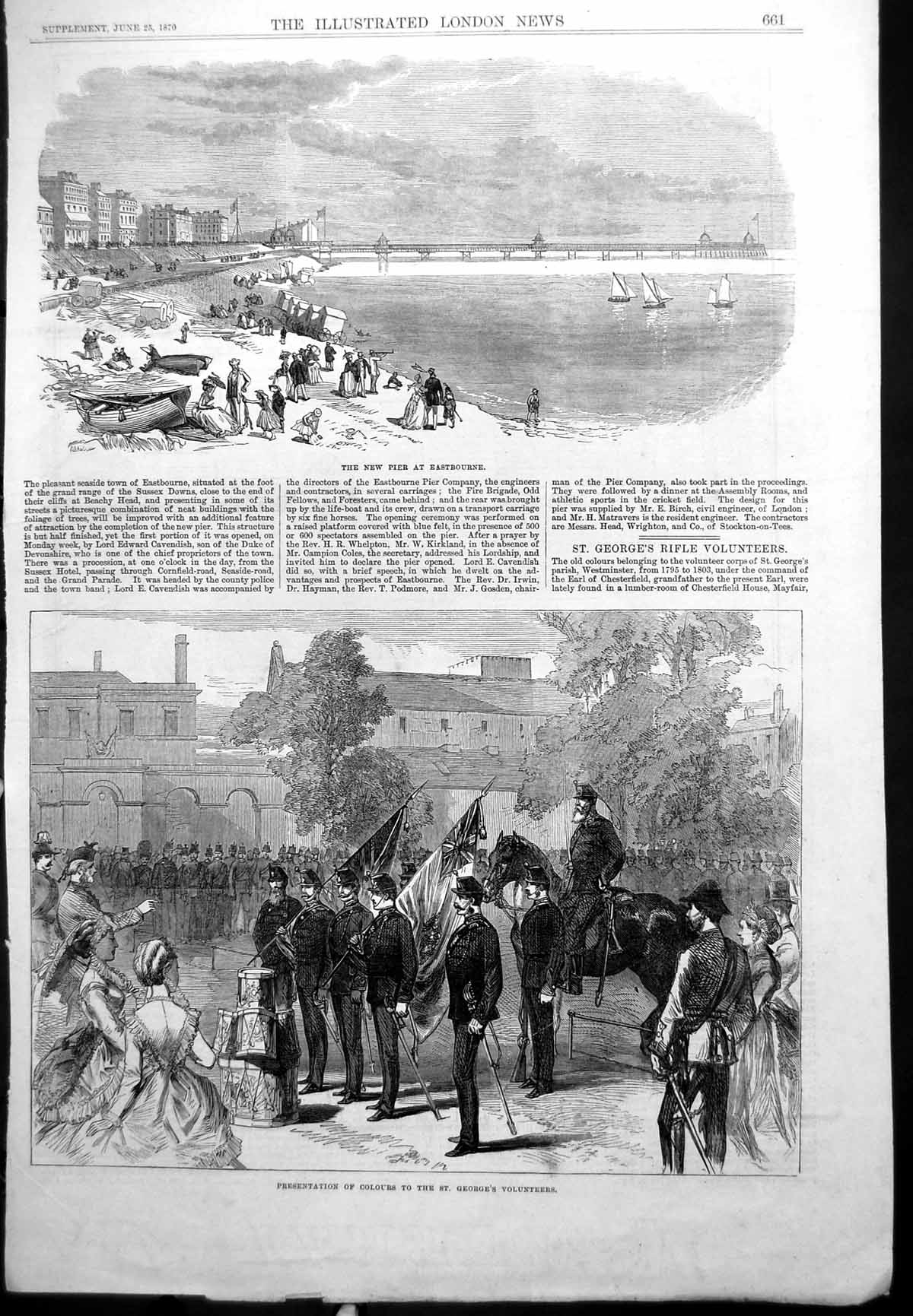 Antique Old Print Colours St Georges Volunteers Poets Corner Westminster 1870