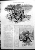 Antique Old Print Parables Province Woodman Knife Polar Bear Snow Shoes 1893
