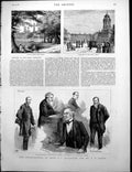 Old Print Phoenix Park Dublin Courtyard Castle Speakers Mr Gladstone 1882 19th