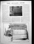 Antique Print Millar Loom Showing Weft-Carriers Thread Bobbins Diagram 1897