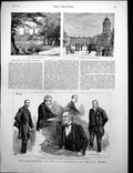 Old Print Phoenix Park Dublin Courtyard Castle Mr Gladstone Commons 1882 19th