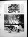 Old Print Fatal Explosion And Fire Antwerp Petroleum Finding Bodies 1889 19th