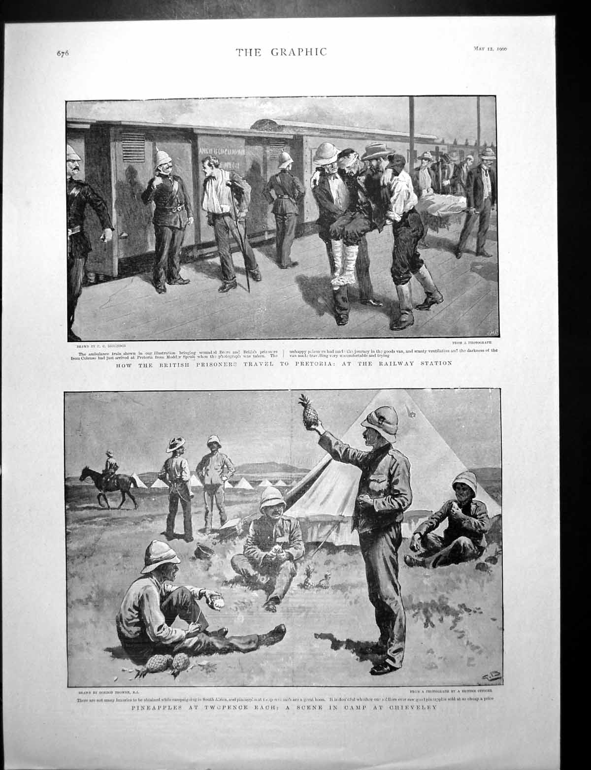Old British Prisoners Pretoria Railway Pineapples Camp Chieveley 1900 Victorian