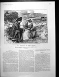 Antique Old Print Sier Chatting Lass Below Peat Bank Picnic Rw Macbeth 1900