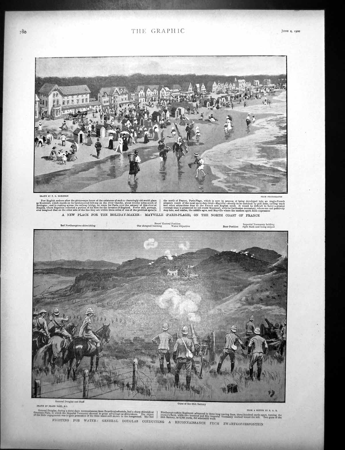Antique Print Mayville Paris-Plage Coast France Holidaymakers S Africa 1900