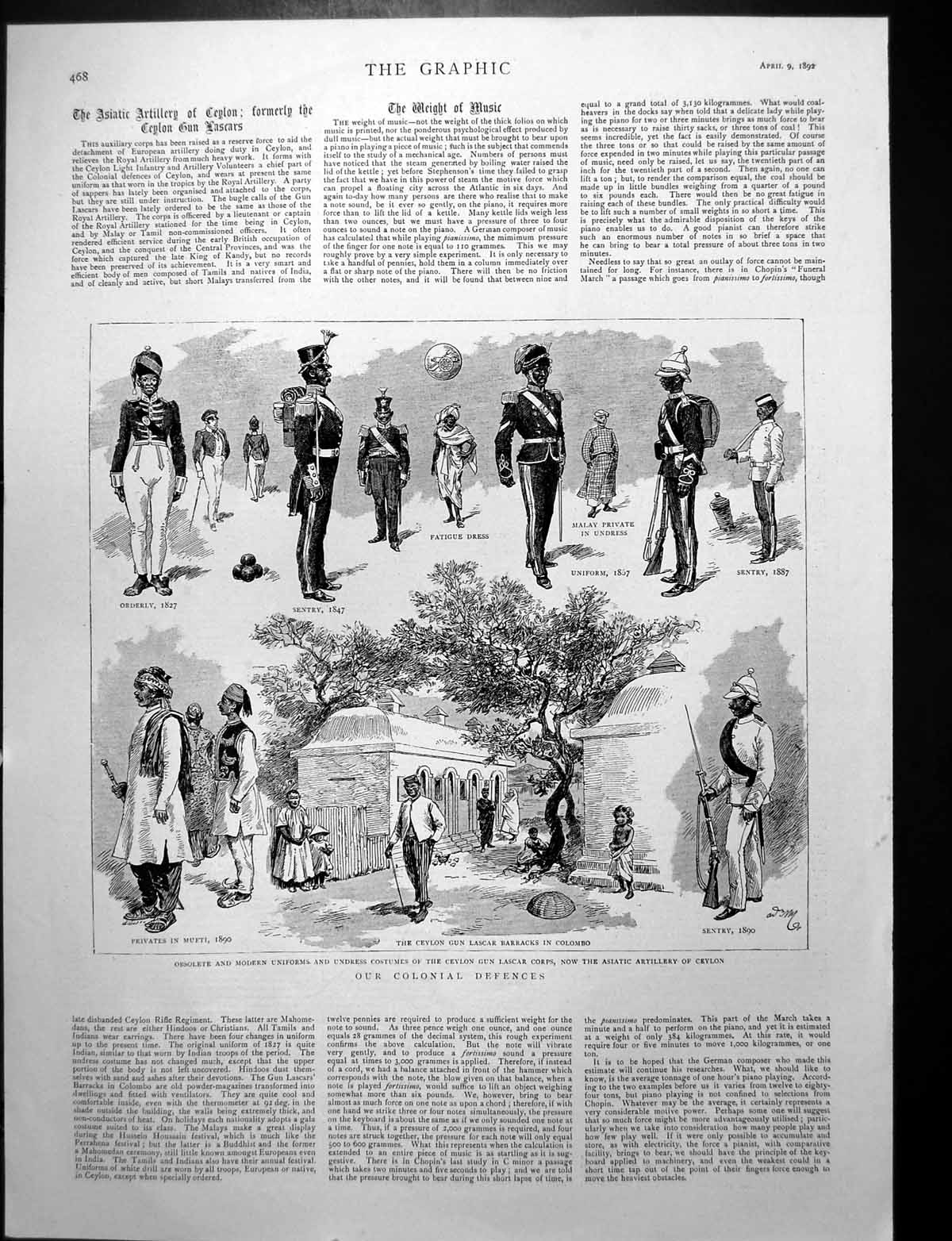 Antique Print Obsolete Modern Uniforms Undress Costume Ceylon Lancers 1892 19th