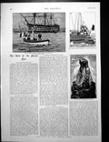 Antique Old Print French Sailors Visit Victory Signalling Lines Flags 1891 19th