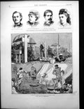 Antique Print Camp Life Siers Wimbledon Music Portraits Crystal Palace 1872