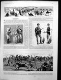 Old Print Kangaroo Hunt Drink Sportsmen'S Dress Horses Chase Spills 1886 19th