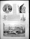 Antique Print Naval Battle Miniature Warships Exhibition Royal Party 1891 19th