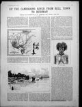 Antique Old Print Cameroons River Bell Town Beach Native Carved Stools 1886