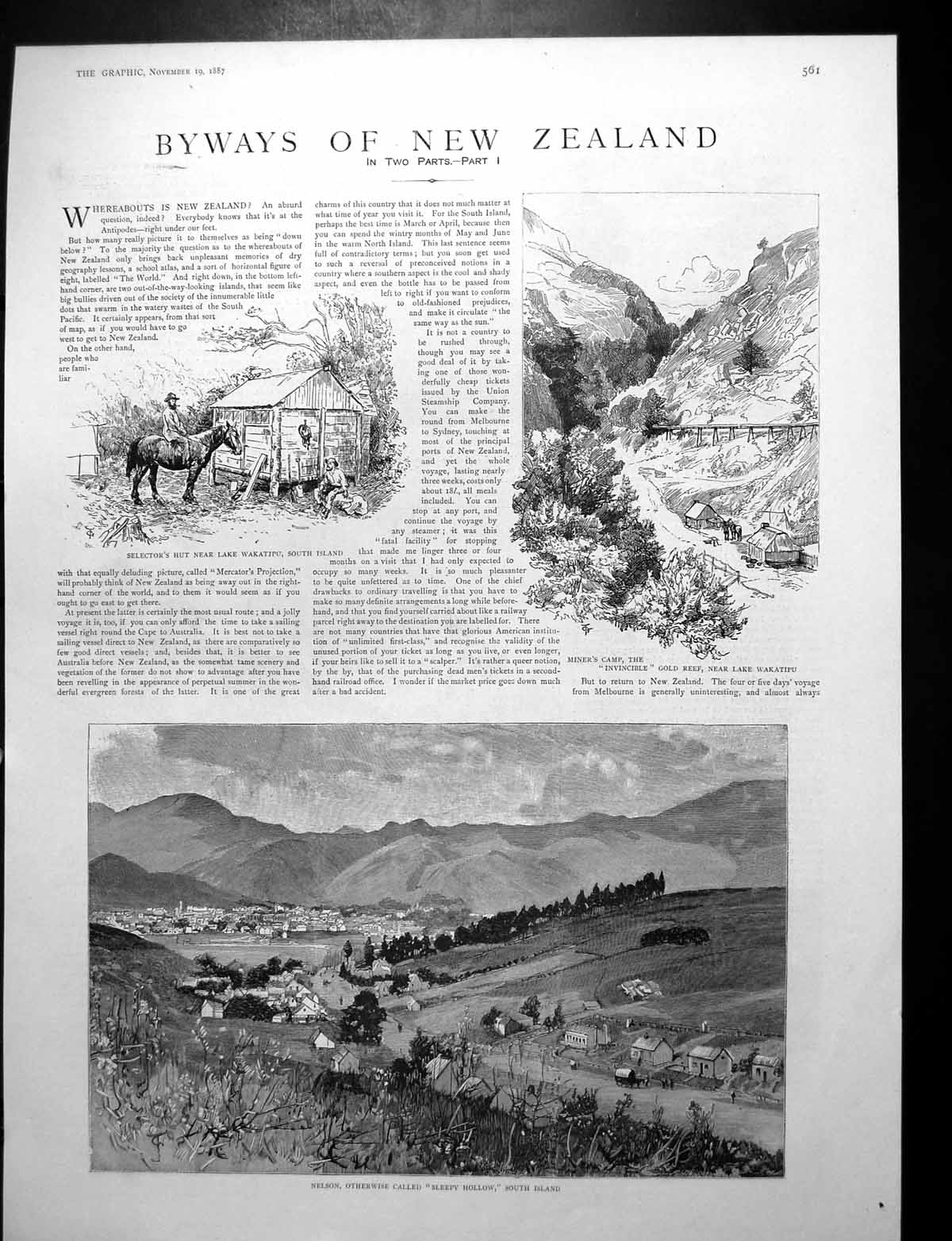 Old New Zealand Nelson Miner'S Camp Diamond Lake Hawea S Island 1887Victorian