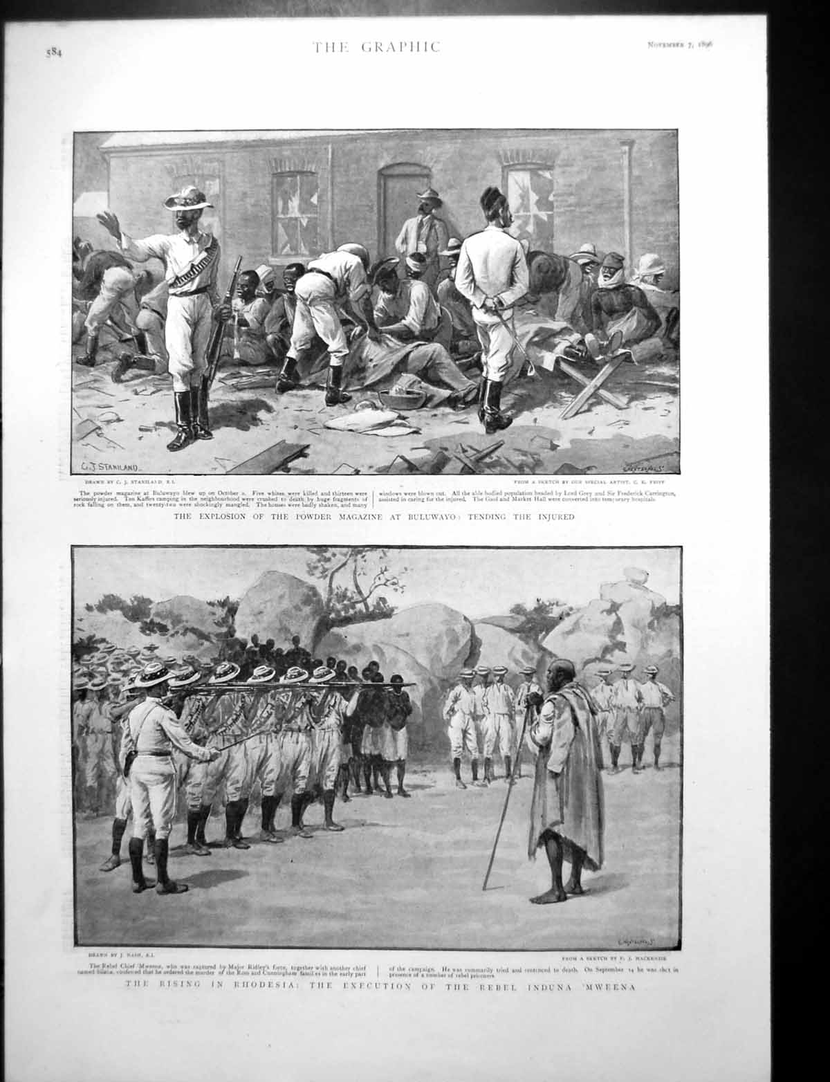 Old Print Explosion Powder Magazine Buluwayo Mr Ej Poynter Portrait 1896 19th