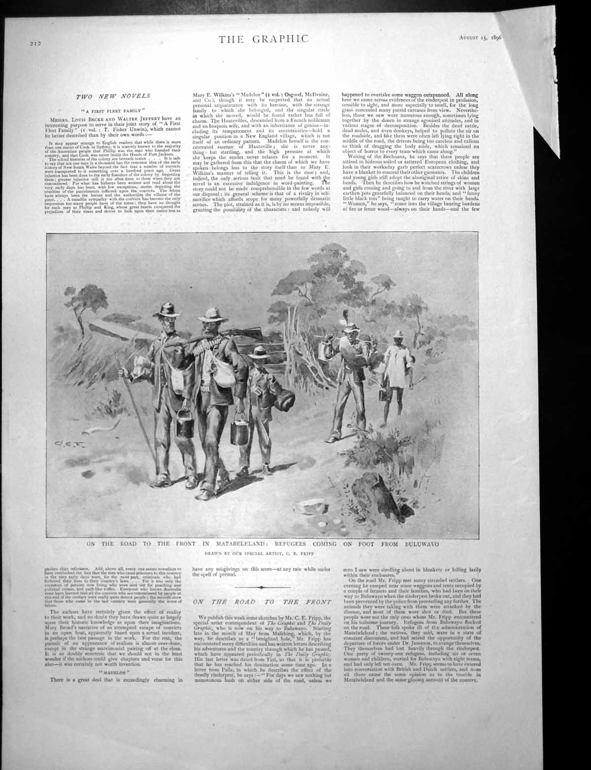 Antique Old Print Matabeleland Front Refugees From Buluwayo Eclipse Sun 1896